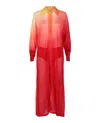 Ferragamo Degrade Silk-blend Midi Shirt Dress In Red