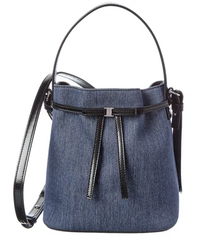 Ferragamo Denim & Leather Bucket Bag In Blue