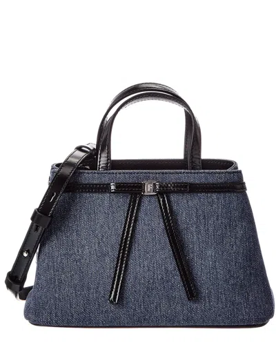 Ferragamo Denim & Leather Tote In Blue