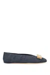 Ferragamo Vara Denim Ballerina Shoes