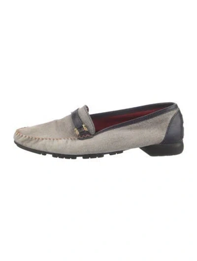 Pre-owned Ferragamo Denim Colorblock Pattern Loafers In Gray