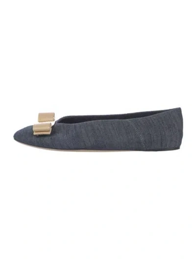 Pre-owned Ferragamo Denim Flats In Blue