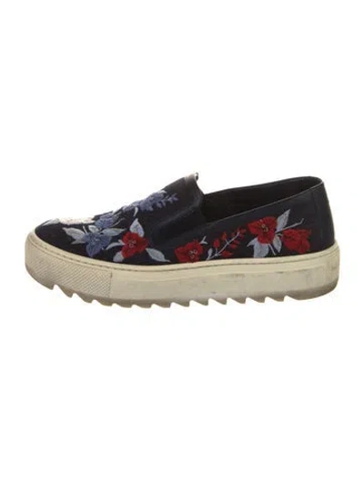Pre-owned Ferragamo Denim Floral Print Sneakers In Multi