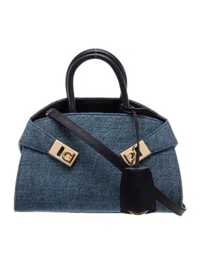 Pre-owned Ferragamo Denim Hug Mini In Blue