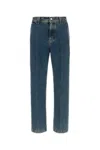 Ferragamo Straight Leg Denim Trousers With Contrast Stitching In Blue