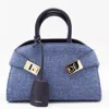 Ferragamo Denim Leather Hug Mini Top Handle Bag
