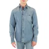 Ferragamo Denim Long Sleeve Shirt In Blue