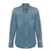Ferragamo Denim Long Sleeve Shirt In Blue