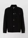 Ferragamo Denim Shirt With Chest Pocket And Textured Fabric In Black