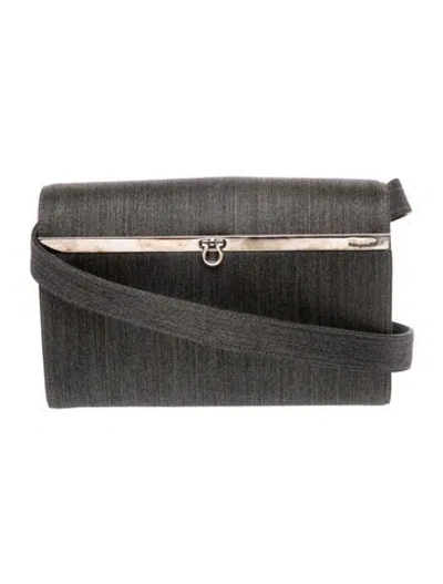 Pre-owned Ferragamo Denim Shoulder Bag In Gray
