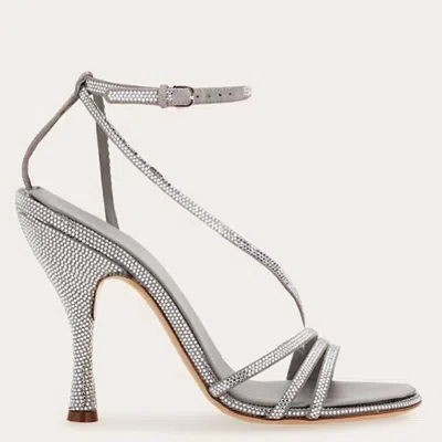 Ferragamo Denise Crystal-embellished Sandals In Silver