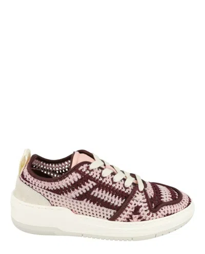 Ferragamo Dennis Crochet Sneakers In Pink