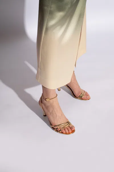 Ferragamo Dennis 70 Metallic Leather Sandals In Gold