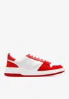 Ferragamo Panelled Leather Sneakers In Red