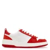 Ferragamo Leather And Suede Sneakers With Contrast Panels In Red