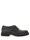 Ferragamo Logo-debossed Leather Derby Shoes In Black