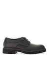 Ferragamo Logo-debossed Leather Derby Shoes In Black
