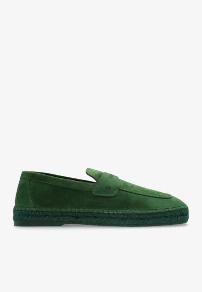 Ferragamo Desco Suede Espadrilles In Green