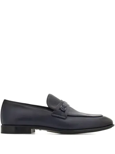 Ferragamo Desio Shaded Leather Loafers In Blue