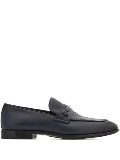 Ferragamo Desio Shaded Leather Loafers In Blue