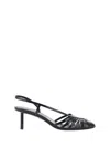 Ferragamo Glossy Strappy Pumps With Patent Accents In Black