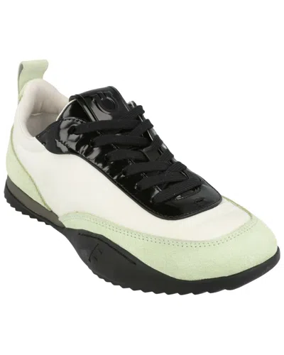 Ferragamo Detroit Patent Leather Trim Sneakers In White