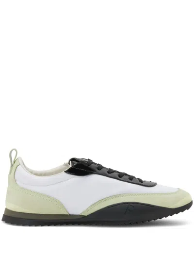 Ferragamo Detroit 1 Suede-trimmed Sneakers In Grün