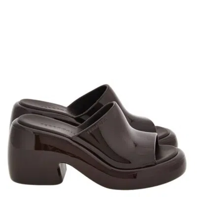 Ferragamo Deva Chunky Rubber Slides In Brown