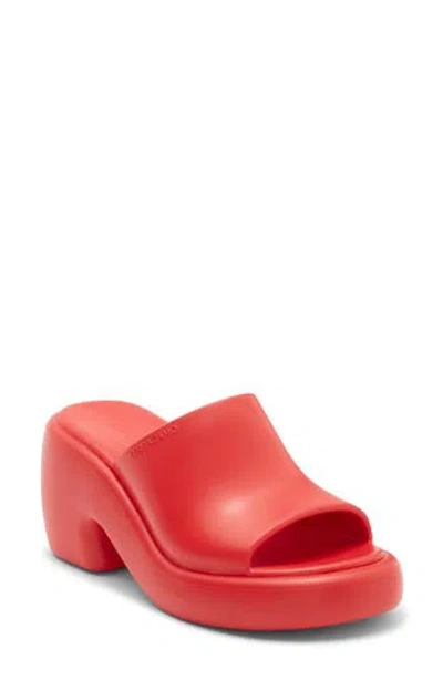 Ferragamo Deva Platform Slide Sandal In Red