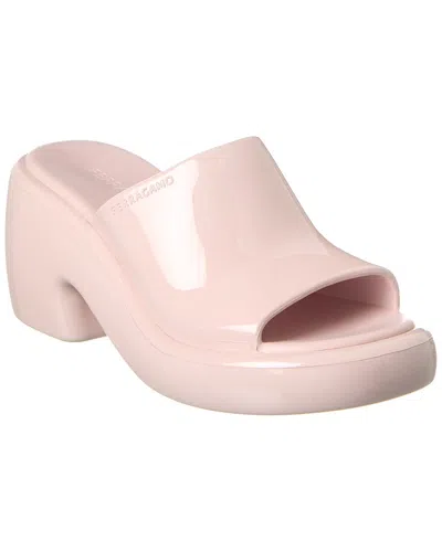 Ferragamo Deva Rubber Platform Mule In Pink