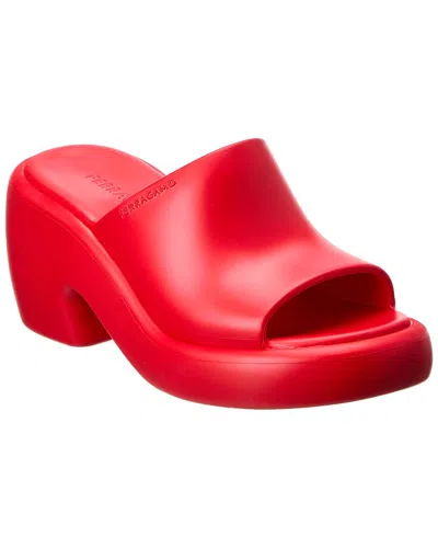 Ferragamo Deva Rubber Platform Sandal In Red