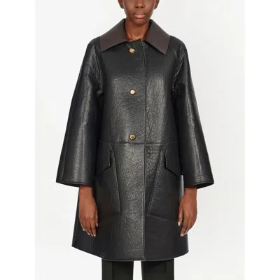 Ferragamo Textured Nappa Leather Coat In Black In Multi