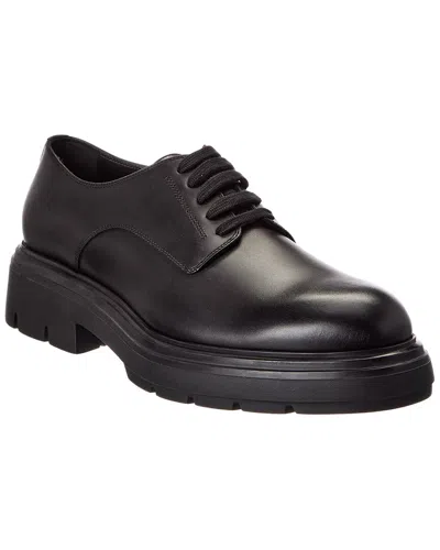 Ferragamo Devis Leather Derby Shoes In Animal Print