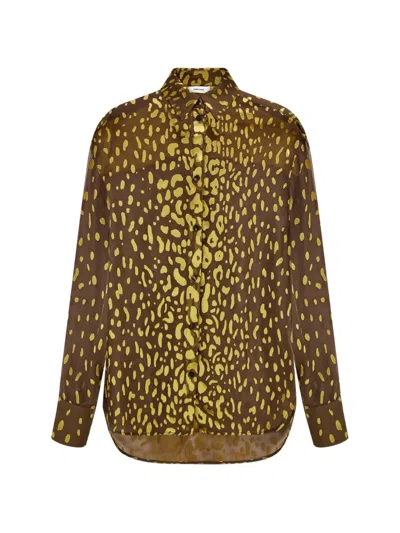 Ferragamo Devoré Georgette Shirt In Brown