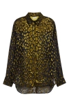 Ferragamo Leopard Devore Button-down Shirt In Black
