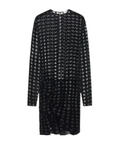 Ferragamo Devoré Velvet Mini Dress In Black