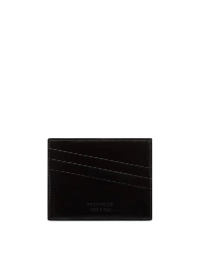 Ferragamo Diagonal Logo Leather Card Case In Black