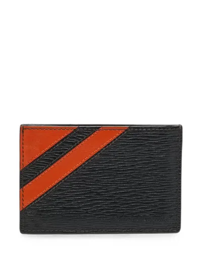 Pre-owned Ferragamo Diagonal-stripe Card Holder In Brown