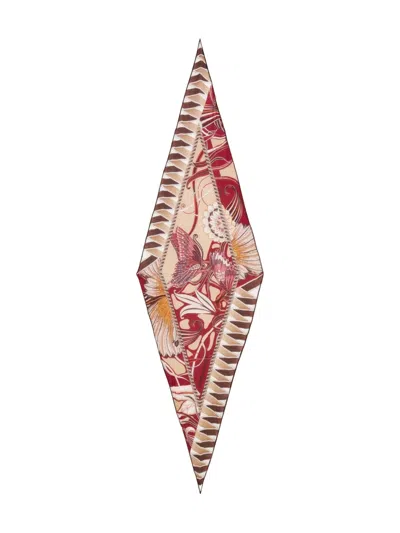 Ferragamo Diamond-shaped Floral-print Scarf In Brown