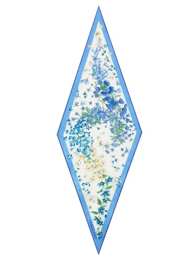 Ferragamo Diamond-shaped Scarf Spring Print In Blue