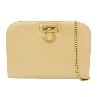 Pre-owned Ferragamo Diana Leather Shoulder Bag () In Beige