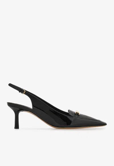 Ferragamo Dilli 55 Vara Buckle Slingback Pumps In Black