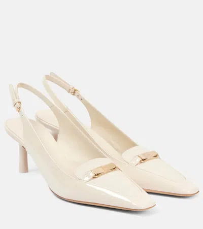 Ferragamo 55mm Ophelia Leather Slingback Pumps In Off White