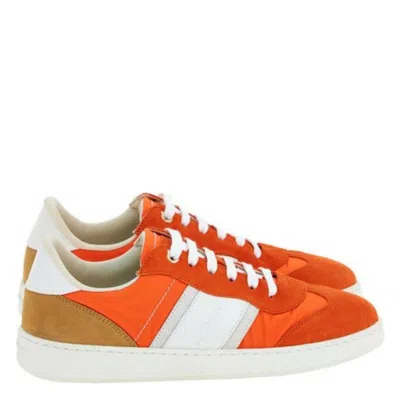 Ferragamo Dioniso Panelled Low-top Sneakers In Orange
