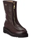Ferragamo Leather With Gancini Hardware Ankle Boot In Brown