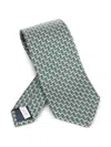 Ferragamo Dachshund Print Silk Tie Ties And Bow Ties Green In Green
