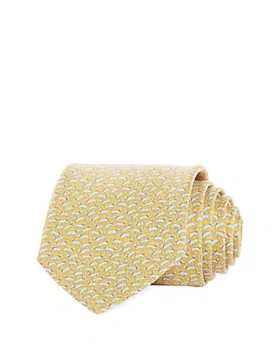 Ferragamo Dog Print Silk Classic Tie In Giallo