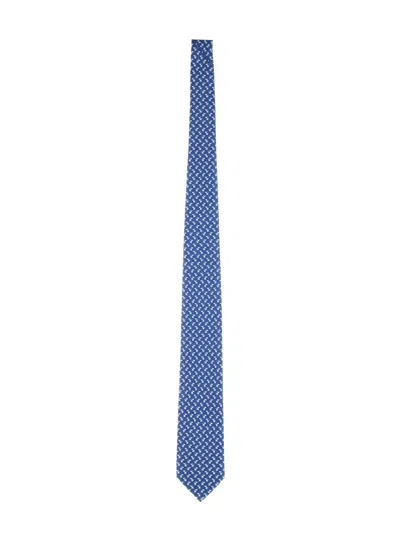 Ferragamo Doggie Print Tie In Blue