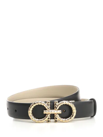 Ferragamo Logo-buckle Belt In Black