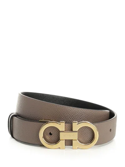 Ferragamo Donna H.25 Belts Black In Brown